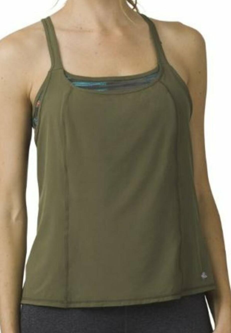 NEW prAna CARGO GREEN SWAY YOGA WORKOUT TANK TOP BUILT IN SPORTS BRA SIZE XS